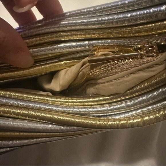 Alanni Knot Handbag Gold Silver Metallic Evening Handbag Mini Purse - Picture 7 of 9